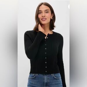 Alex Mill Black Ribbed Button-Up Cardigan